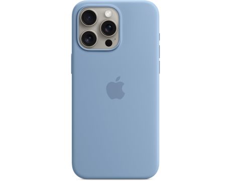 Apple Silicone MagSafe за Apple iPhone 15 Pro Max, Winter Blue на супер цени