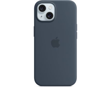 Apple Silicone MagSafe за Apple iPhone 15, Storm Blue на супер цени