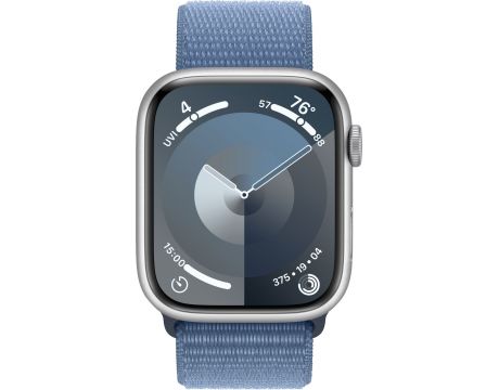 Apple Watch Series 9 GPS, 45 мм, Aluminium, Silver-Winter Blue на супер цени