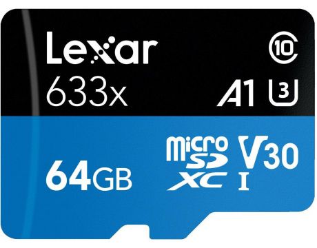 64GB microSDXC Lexar 633x, черен/син на супер цени