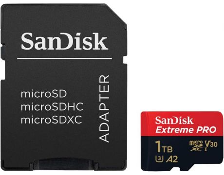 1TB microSDXC SanDisk Extreme PRO + SD адаптер, черен/червен на супер цени